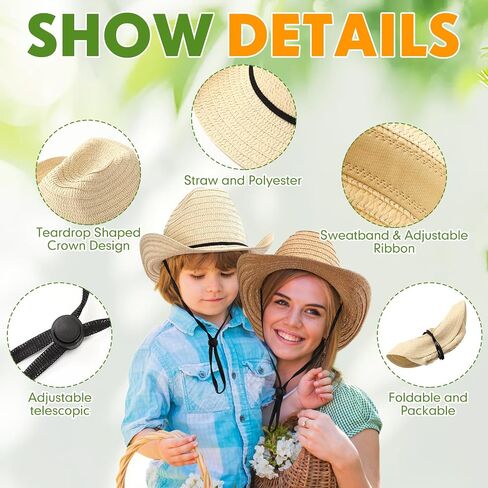 SATINIOR 12 Set Kid Straw Cowboy Hats with Bandanas Cowboy Costume Bandanas for Western Party Kid Costume in Saudi Arabia