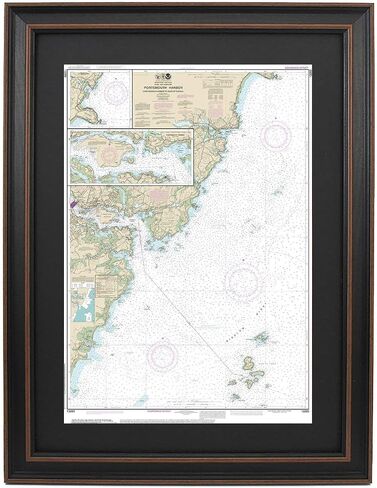 Framed Nautical Map 13283 : Portsmouth Harbor - Standard Size. Handmade in USA in Saudi Arabia