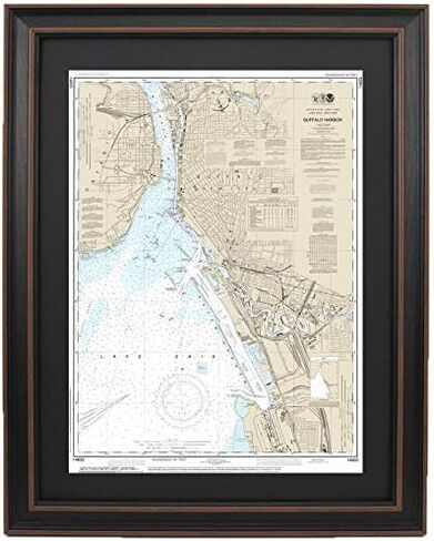 Framed Nautical Map 14833 : Buffalo Harbor, NY- Standard Size. Handmade in USA in Saudi Arabia