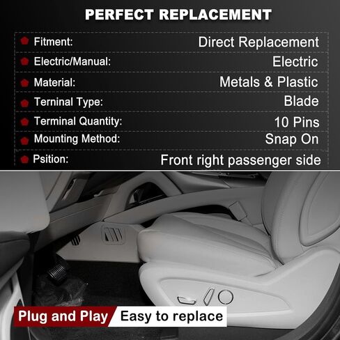 10 Way Power Seat Switch Replacement for Ford Edge Escape Explorer Fusion Expedition F150, Lincoln & More, Left Driver Side Power Seat Adjust Switch,Replace OE# 9L3T-14B709-FAW, 9L3Z-14A701-FB in Saudi Arabia