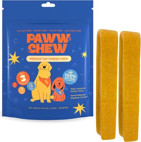 Yak Chews For Large Dogs - 100% Natural, Long Lasting Dog Treats, (Large - 4 Pack) High Protein, Great for Oral Health, Odor-Free, Gluten-Free, Limited Ingredients Yak Bone for Power-Chewers in Saudi Arabia