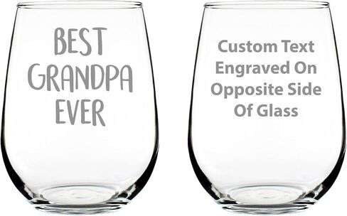 Best Grandpa Ever - Stemless Wine Glass Gift for Grandfathers & Dads - Fun Birthday Glassware - Large Glasses in Saudi Arabia