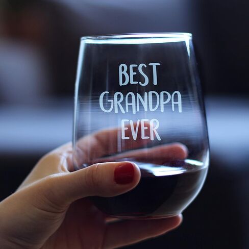 Best Grandpa Ever - Stemless Wine Glass Gift for Grandfathers & Dads - Fun Birthday Glassware - Large Glasses in Saudi Arabia