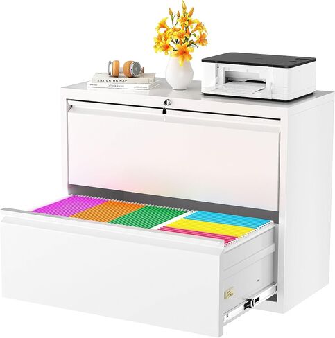 Superday Metal Lateral File Cabinet, 2 Drawer File Cabinet, White Filing Cabinets with Lock, Filing Cabinets for Home Office/Legal/Letter/A4, Home Office Furniture for Hanging File in Saudi Arabia