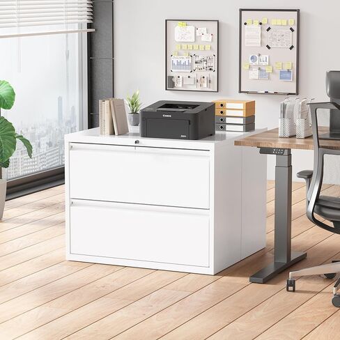 Superday Metal Lateral File Cabinet, 2 Drawer File Cabinet, White Filing Cabinets with Lock, Filing Cabinets for Home Office/Legal/Letter/A4, Home Office Furniture for Hanging File in Saudi Arabia