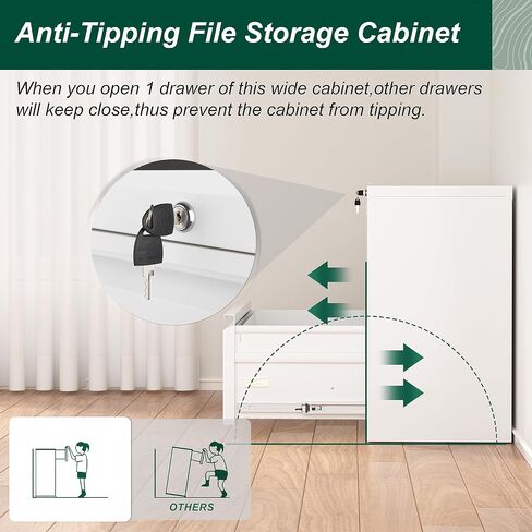 Superday Metal Lateral File Cabinet, 2 Drawer File Cabinet, White Filing Cabinets with Lock, Filing Cabinets for Home Office/Legal/Letter/A4, Home Office Furniture for Hanging File in Saudi Arabia
