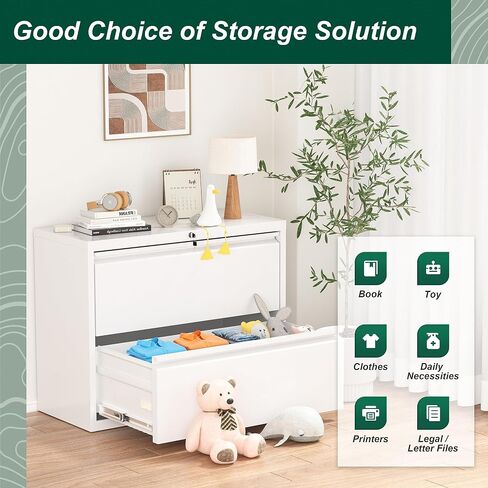 Superday Metal Lateral File Cabinet, 2 Drawer File Cabinet, White Filing Cabinets with Lock, Filing Cabinets for Home Office/Legal/Letter/A4, Home Office Furniture for Hanging File in Saudi Arabia
