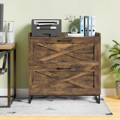 Lateral File Cabinet 2 Drawer Mobile File Cabinet with Charging Station for Legal/Letter/A4 Size Hanging Files, Modern Farmhouse Large Wood File Storage Cabinet for Home Office Furniture(Simple White) in Kuwait