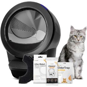 Litter-Robot 4 Supply Bundle by Whisker, Black - Automatic, Self-Cleaning Cat Litter Box, Includes Litter-Robot 4, 3 OdorTrap Refills, 10 Liners, 30 Cleaner Wipes, & 2 Carbon Filters