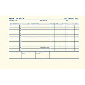 REDIFORM Time Card Pad, Daily, 2-Sided, Manila, 4.25" x 7", 100 Cards (4K406)