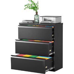 Pataku Lateral File Cabinet, 2 Drawer File Cabinet with Lock, White Filing Cabinets for Home Office, Metal File Cabinet for Hanging Files/Letters/Legal/F4/A4