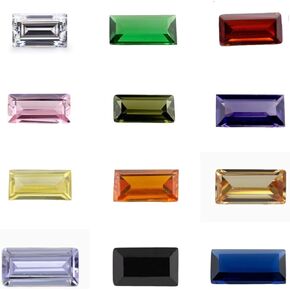 مختلف 12 ألوانًا رجعية باغوي مكعب من الحجارة الزركونيا 1x2-3x6mm CZ Gemstone Green White Red Color Gems Gems for Jewelry Making