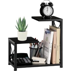 Desk Shelf Organizer, 3 Tier Office Desktop Bookshelf, Wood Desk Organizers Storage Rack and Freestanding Display Shelf for Office, Dorm, Kitchen, Home