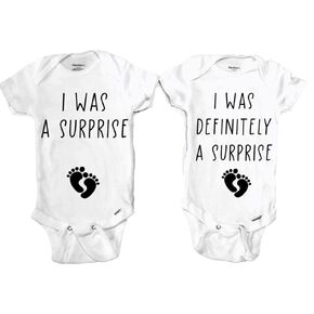 Surprise Pregnancy Twin Baby outfits, Twin Pregnancy Announcement baby shirts, I was a surprise I was definitely a surprise