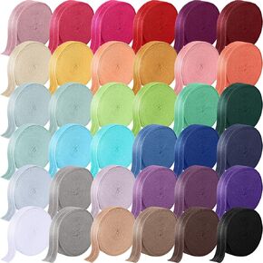 144 Yards Fold Over Elastic 5/8'' FOE Elastic Band for Sewing Colored Webbing Tape Stretch Ribbon for Hair Ties Headbands Craft, 36 Colors