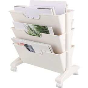 PRETYZOOM Mobile Bookshelf Wheels Storage Cart for Office Classroom Home Easy Mobility Sturdy Construction Modern Design for Books Magazines Finish