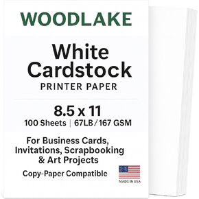 White Cardstock Paper, 67lb/167gsm Index Card stock, Multi-Purpose paper, 8.5" x 11" Letter Size, 100 Sheets Computer Paper, Made in USA