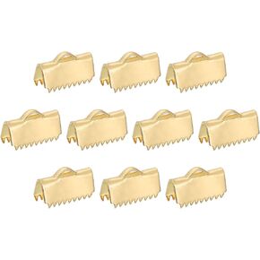 UXCELL 25PCS 8.5MM RIBBON CRIMP CLAMP نهايات ، مرجعية من الفولاذ المقاوم للصدأ مرجعية أطراف صعود ، أطراف الحبل المشابك لصنع المجوهرات قلادة سوار ، الذهب