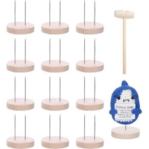 12 PCS Single Steel Needle Crochet Doll Stand ، حامل دمية متشابكة خشبية لعرض ألعاب الكروشيه الصغيرة ، قاعدة مثالية لألعاب الدعم العاطفي ، شخصيات الحركة ، المقتنيات