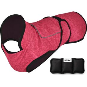 Dog Cooling Vest with Ice Pack – 2-Layer Evaporative Cooling Jacket with High Collar, UV Protection & Size-Matched Ice Pack – Cooling Vest for Dogs for Hot Weather (Pink Floral, Large)
