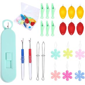 24Pcs Seam Ripper & Needle Threaders for Hand Sewing, Seam Ripper and Thread Remover, Stitch Remover Tool, Embroidery Kit with Automatic Needle Threader/Sewing Tweezers/Thread Snips/Seam Rippers
