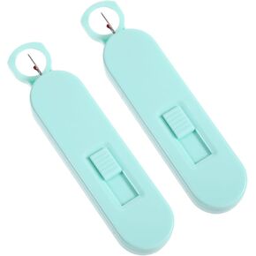 2 Pcs Magnified Seam Ripper,Automatic Needle Threaders,Small Automatic Stitch Remover Tool for Needlework Patterns, Hand Sewing and Quilting (Purple)
