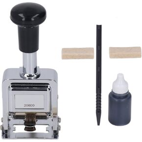 Automatic Numbering Machine, Zinc Alloy Self Inking Number Stamp Metal Number Stamps Kit Office School Clear Inking for Ticket Serial Number