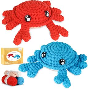 MOREJMTT Crochet Kit for Beginners, Learn to Crochet, Include Easy Knitting Soft Yarn, Step-by-Step Video Tutorial, Hook, Holiday Birthday Gift for Adults and Kids(1 Pack Orange cat)