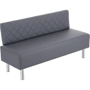OmySalon Waiting Room Bench with Back, 58.6’’ Office Guest Chair Upholstered Reception Seating, Lobby Furniture for Beauty Salon Barbershop Airport Bank Hall Room Conference, Black