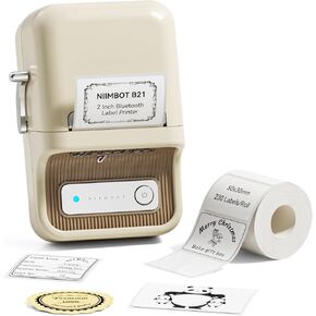 NIIMBOT B21 Label Maker Machine with Tape 2Inch Portable Sticker Printer Thermal Labeler for Jar Price Address Label for Business Home Office Organization, White