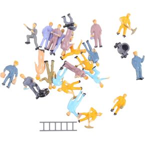 PRETYZOOM 25Pcs Scale Architecture Worker Figures Miniature People Figurines for Model Train Layout Table and DIY Miniature Scenes