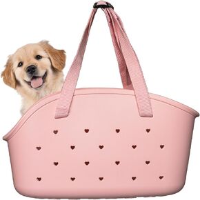 EVA Cat & Dog Carrier - Breathable Mesh-Top with Ventilated Panels, Waterproof & Sand-Proof, 17 x 9.5 x 6 inches for Pets Up to 33lbs, Lightweight Design for Beach & Outings (Black)