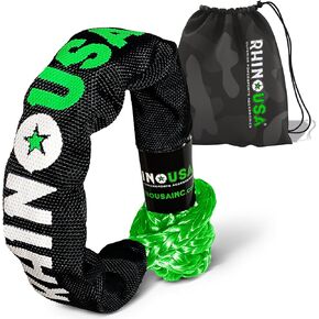 حبل تكبل صناعي ناعم من Rhino USA (2PK) - 3/8 بوصة × 22 بوصة (31,400 رطل مضمونة لقوة كسر دقيقة) أغلال سحب للطرق الوعرة لـ UTV، ATV، الشاحنات، الجيب والمزيد - استخدم مع حزام سحب وحيد القرن in Kuwait
