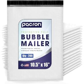 200-Pack Waterproof Poly Bubble Mailers 8.5 x 12 - Thick, Durable, Instant Seal Envelopes with Strong Adhesive - Protective Shipping Mailers for Jewelry, Cosmetics, SD Cards, USB Cables