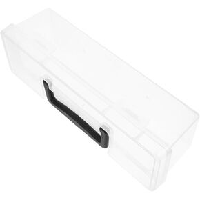 NUOBESTY Transparent Multi Functional Tool Box with Handle Large Capacity Organizer for Hardware Crafts and Small Parts Storage Compact Plastic Storage Box for Washi Tape Paint Brushes and