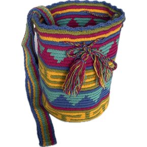 MINI Handmade Large Wayuu Bag – Colombian Crochet Tote Mochila – Woven Tribal Crossbody Bag – Boho Shoulder Purse – Beach Bag – Indigenous Art – Gift Ready
