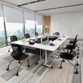 10PCS Conference Table, Folding Conference Room Tables with Flip-Top Design, Space Saving Mobile Seminars Dynamic Meetings Training Tables for Offices,Classrooms (10pack 47.2in)