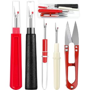FIVEIZERO Seam Rippers for Sewing – 2 Big and 2 Small Stitch Remover Tools, Thread Ripper, Embroidery Removal Tool with Thread Snips
