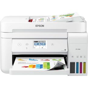Epson EcoTank ET-4760 Wireless Color All-in-One Cartridge-Free Supertank Printer with Scanner, Copier, Fax, ADF and Ethernet - White