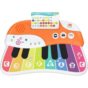 Baby Piano Keyboard for Toddler, Touch Sensor Toddler Piano for Baby Musical Toy w/ 3 Modes, 12 melodies, Letter Keys A-G, Music Cards, Portable Gift for 1 Year Old Boy Girl, Montessori-Inspired