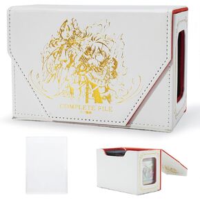 STORY OF WHITE Laser Card Deck Box for YGO MTG Organizer Holds 220+ Double Sleeved Card Storage Trading Games Leather Display Windows with magnetic cardholder (White gold)