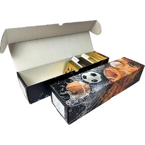 Trading Card Storage Box, Corrugated Cardboard Storage Box with dividers & labels for Football, Baseball, Basketball, Soccer, Hockey, Sports, Game Collection Organizer (1Pack-Football)