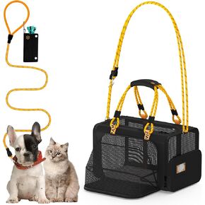 PAWZIDEA Expandable Pet Carrier w/ID Card, 18x11x11 in Small Dog Carrier TSA Airline Approved, Top Load Cat Carrier for 2 Cats Under Seat, Soft-Sided Collapsible Puppy Car Seat Dog Travel Bag, Up 15lb