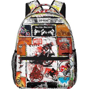 Graffiti Motorcycle Kids Dirtbike Backpack For Boys Girls Elementary Schoolbag Kindergarten Bookbags Preschool School Bag Toddler Book Bags Hiking Camping Rucksack Daypack For Back To School Gift