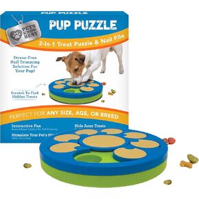 Pets Know Best Pup Puzzle Interactive Dog Nail File Treat Dispensing Toy, Mentally Stimulating Nail Trimmer, Paw Care and Play Toy | Difficulty Level; Easy