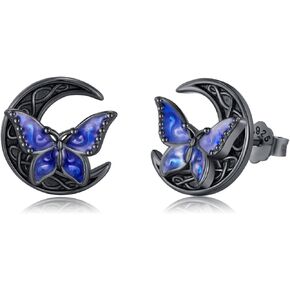 Abalone Butterfly Stud Earrings 925 Sterling Silver Celtic Moon Earrings Irish Celtic Jewelry Gifts for Women Girls in Kuwait