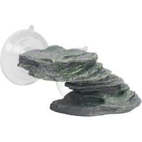 Tortoise Climbing Platform - Lifelike Aquarium Rock Ornament for Reptiles, Durable Resin Basking Dock with Suction Cup for Lizards and Tortoises