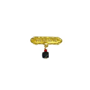 10 Karat Yellow Gold "God Bless Me" with Genuine Azabache Baby Pin
