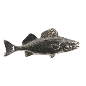 Walleye, Fish Pin, 2", Walleyed Pike, Fishing, Lapel, Hat, Pins, Brooch, Brooches, Jewelry, Gift, 100% Handmade in the USA, 200 Fish Designs Available. (#01 F075 Pewter Pin)
