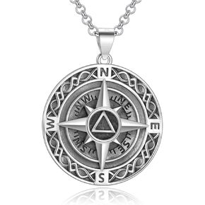 LES OSEWA الماسونية البوصلة قلادة للرجال فضة البوصلة قلادة الماسوني قلادة الماسونية مجوهرات هدايا للأولاد النساء in Kuwait